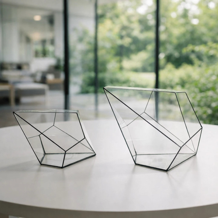 شیشه تراریوم مدل لوزی با طراحی ژئومتریک مدرن